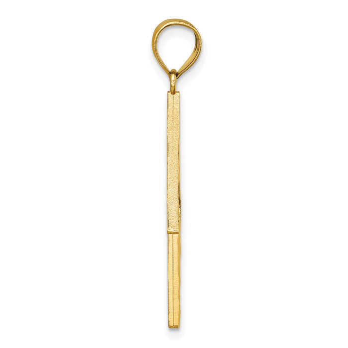14k Polished Diamond-cut Textured Lighting Bolt Pendant-K10035
