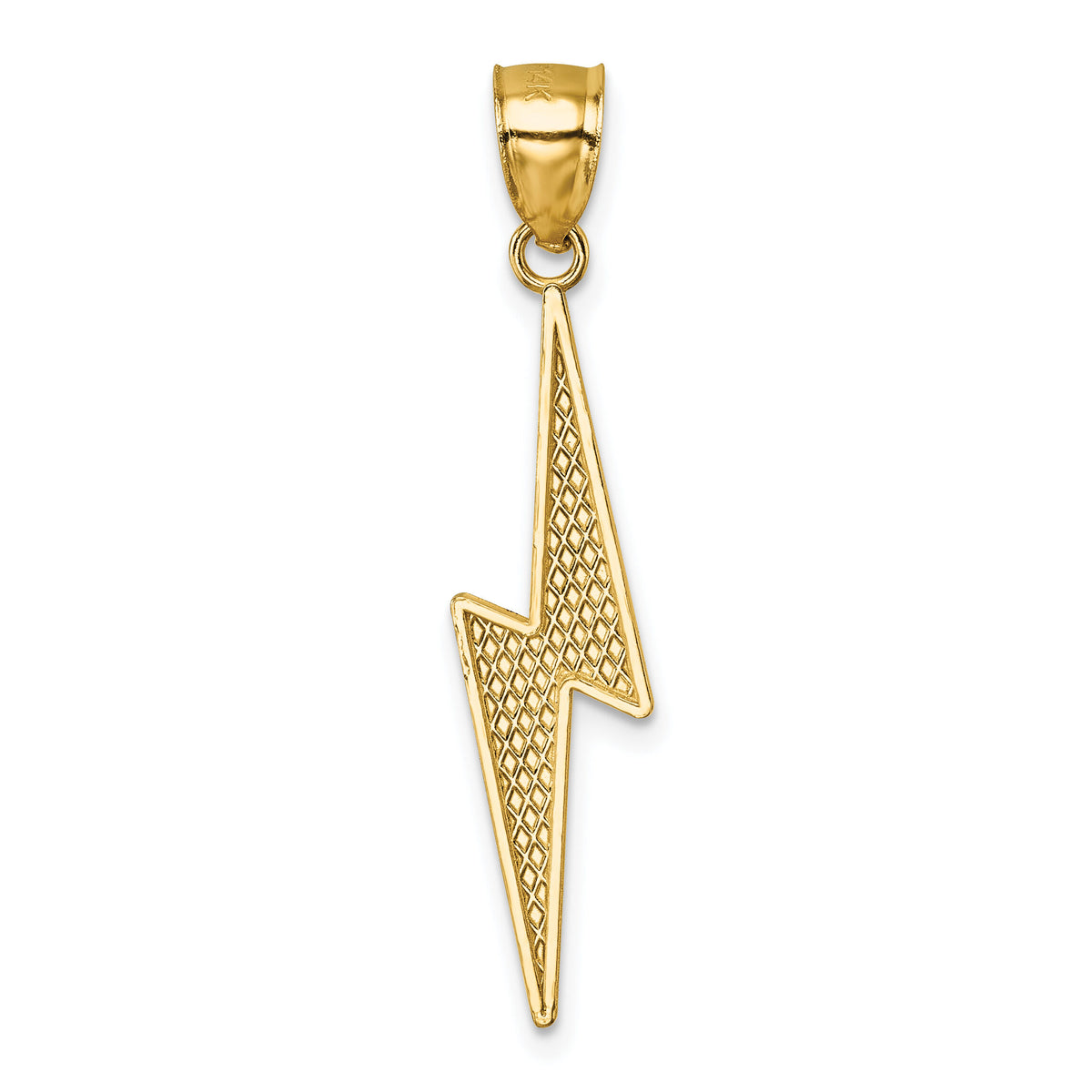 14k Polished Diamond-cut Textured Lighting Bolt Pendant-K10035