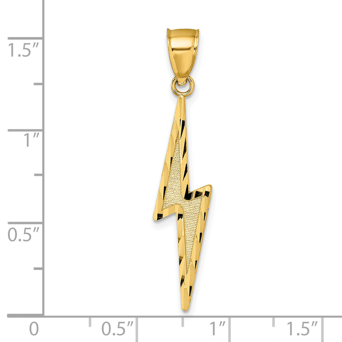 14k Polished Diamond-cut Textured Lighting Bolt Pendant-K10035