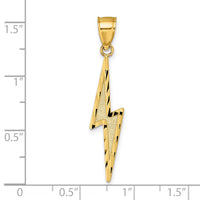 14k Polished Diamond-cut Textured Lighting Bolt Pendant-K10035