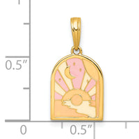 14k Polished Multi Color Enamel Sunset and Moon Charm-K10037