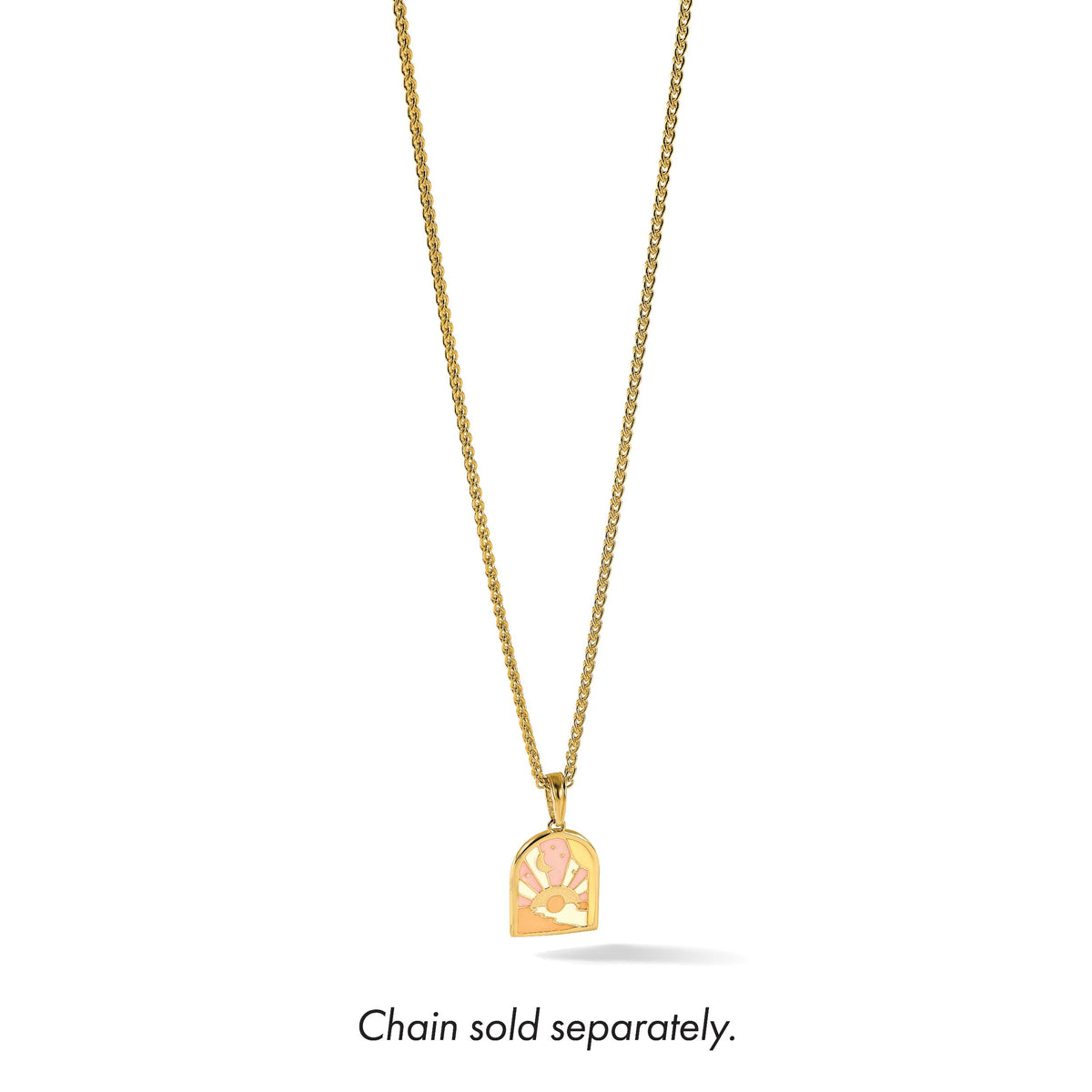 14k Polished Multi Color Enamel Sunset and Moon Charm-K10037