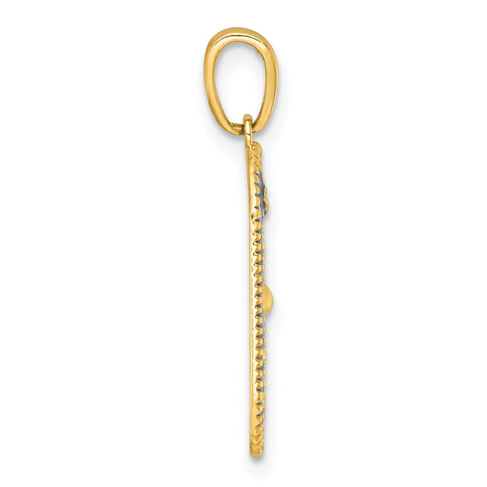 14k with White Rhodium Polished Enamel Sun And Moon Charm-K10039