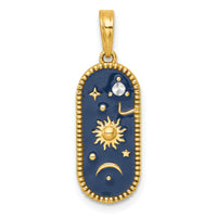 14k with White Rhodium Polished Enamel Sun And Moon Charm-K10039