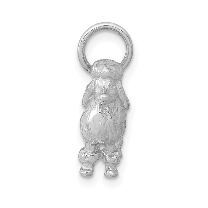 14k White Gold Solid 3-D Poodle Charm-K1004