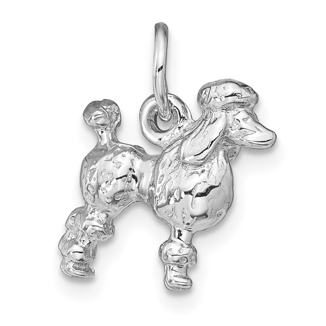 14k White Gold Solid 3-D Poodle Charm-K1004