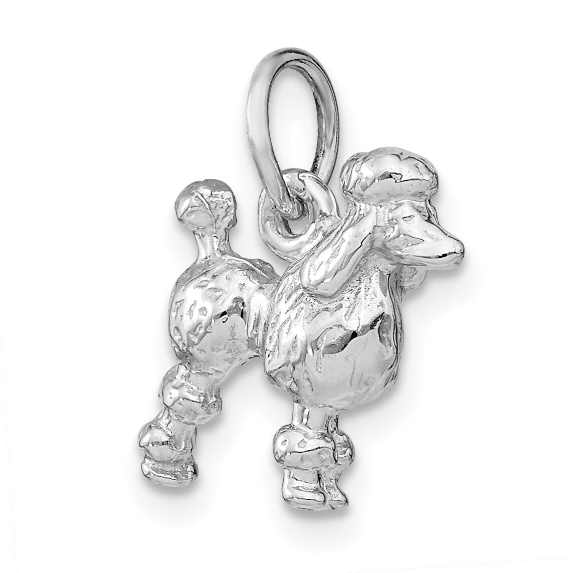 14k White Gold Solid 3-D Poodle Charm-K1004