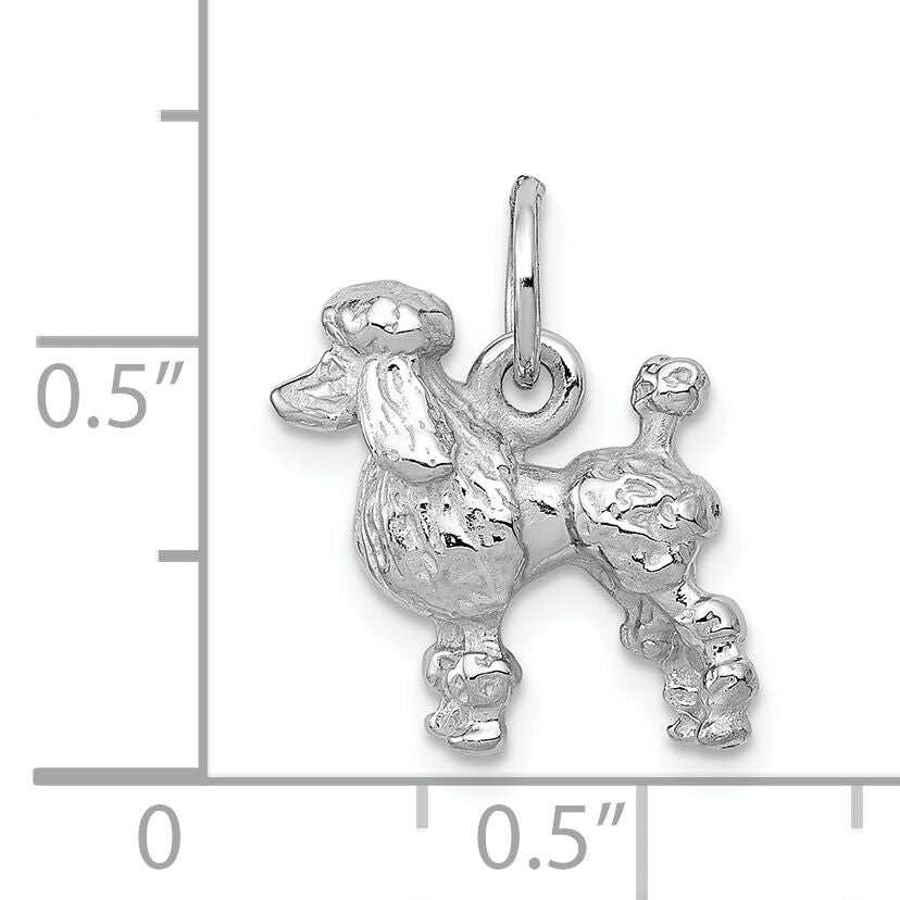 14k White Gold Solid 3-D Poodle Charm-K1004