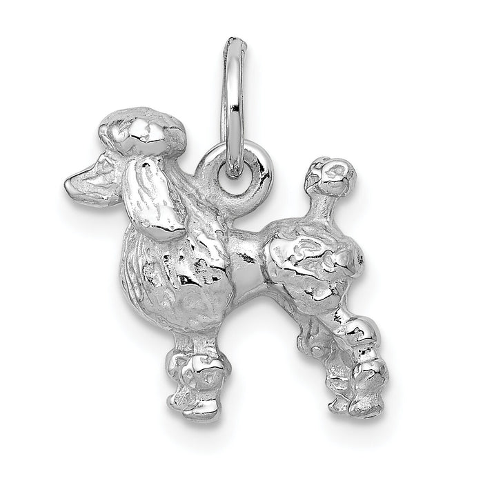 14k White Gold Solid 3-D Poodle Charm-K1004