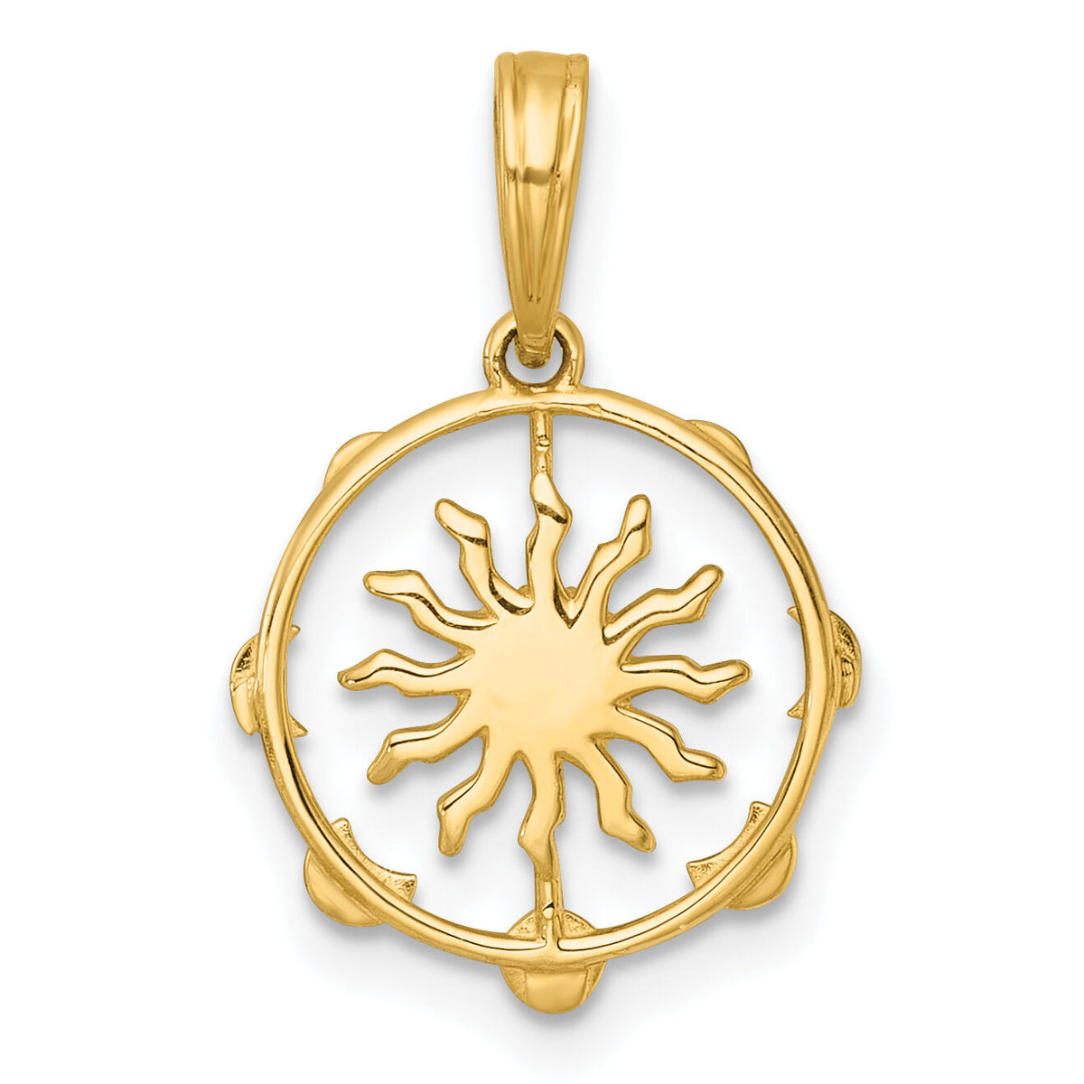 14k with White Rhodium Polished Sun With Moon Cycle Charm-K10040