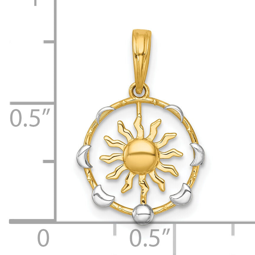 14k with White Rhodium Polished Sun With Moon Cycle Charm-K10040