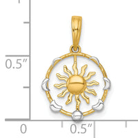 14k with White Rhodium Polished Sun With Moon Cycle Charm-K10040