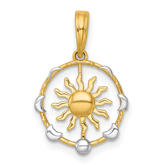 14k with White Rhodium Polished Sun With Moon Cycle Charm-K10040