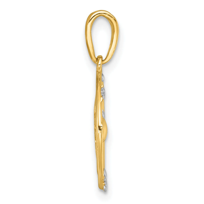 14k with White Rhodium Polished Sun With Solar System Orbit Charm-K10041