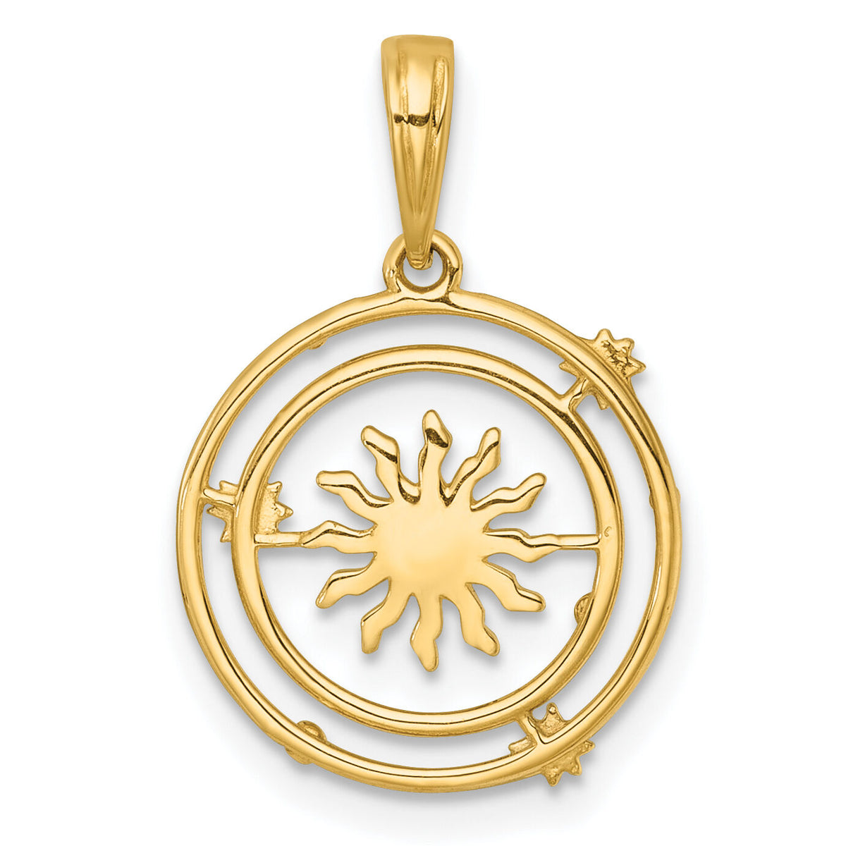 14k with White Rhodium Polished Sun With Solar System Orbit Charm-K10041