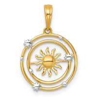 14k with White Rhodium Polished Sun With Solar System Orbit Charm-K10041