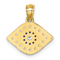 14k Polished Lab Created Blue Spinel and CZ Evil Eye Pendant-K10043