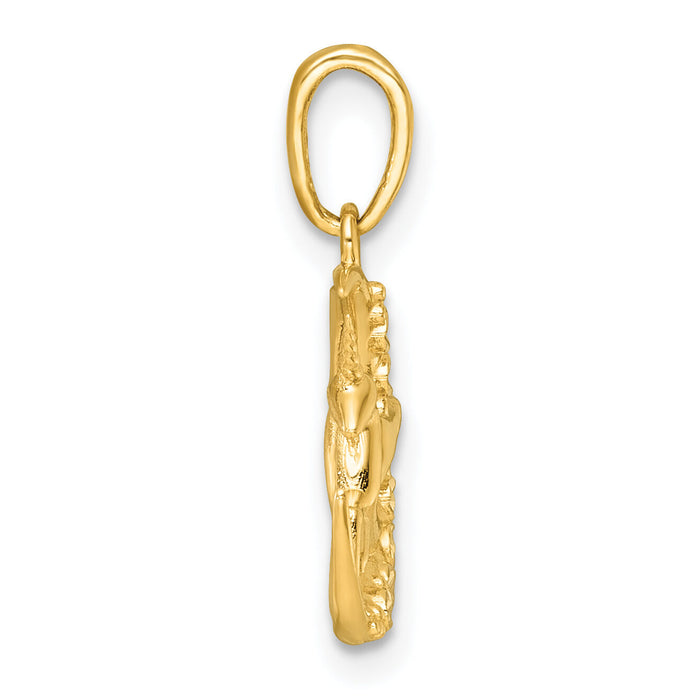 14k with White Rhodium Polished Unicorn In Moon Charm-K10044