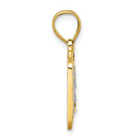 14k Polished w/Rhodium Diamond-cut 100 Dollar Bill Pendant-K10045