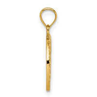 14k Polished Heart Evil Eye And Horse Shoe In Circle Pendant-K10046