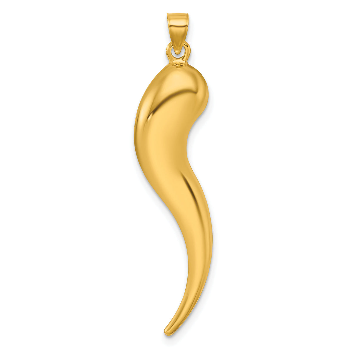14k Polished Hollow Italian Horn Pendant-K10049