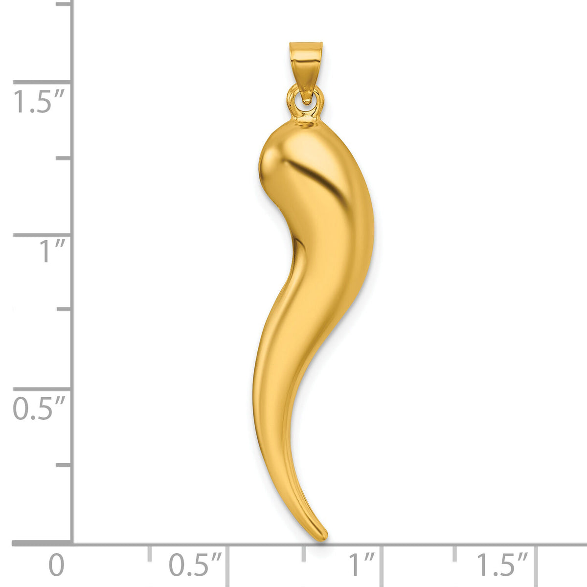 14k Polished Hollow Italian Horn Pendant-K10049