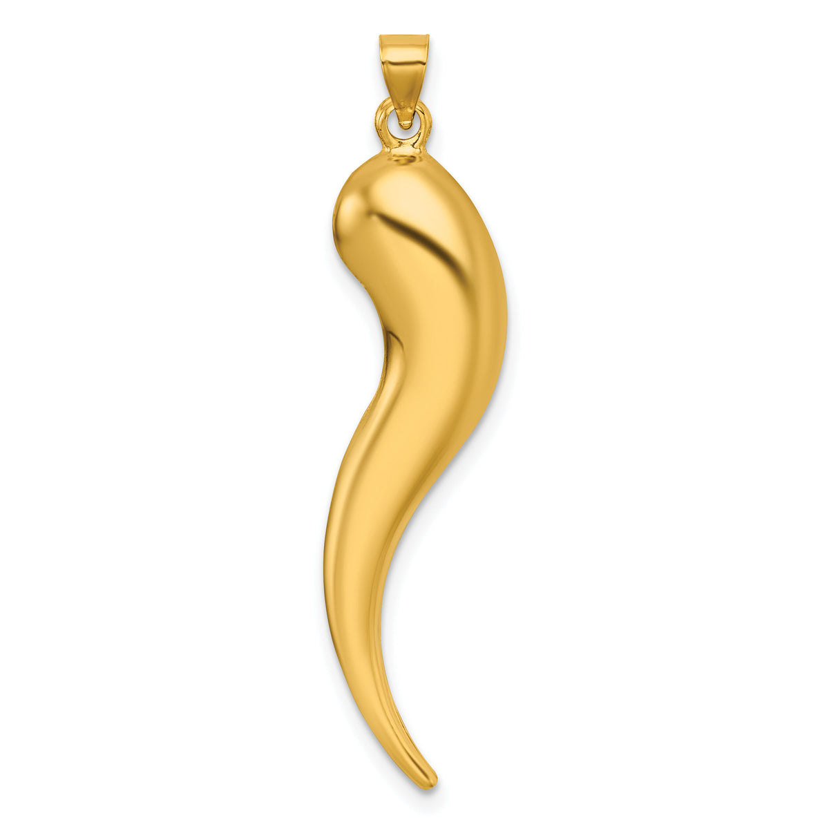 14k Polished Hollow Italian Horn Pendant-K10049