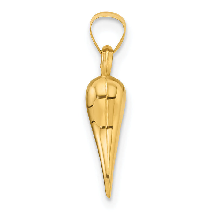 14k Polished Hollowed Italian Horn Pendant-K10051