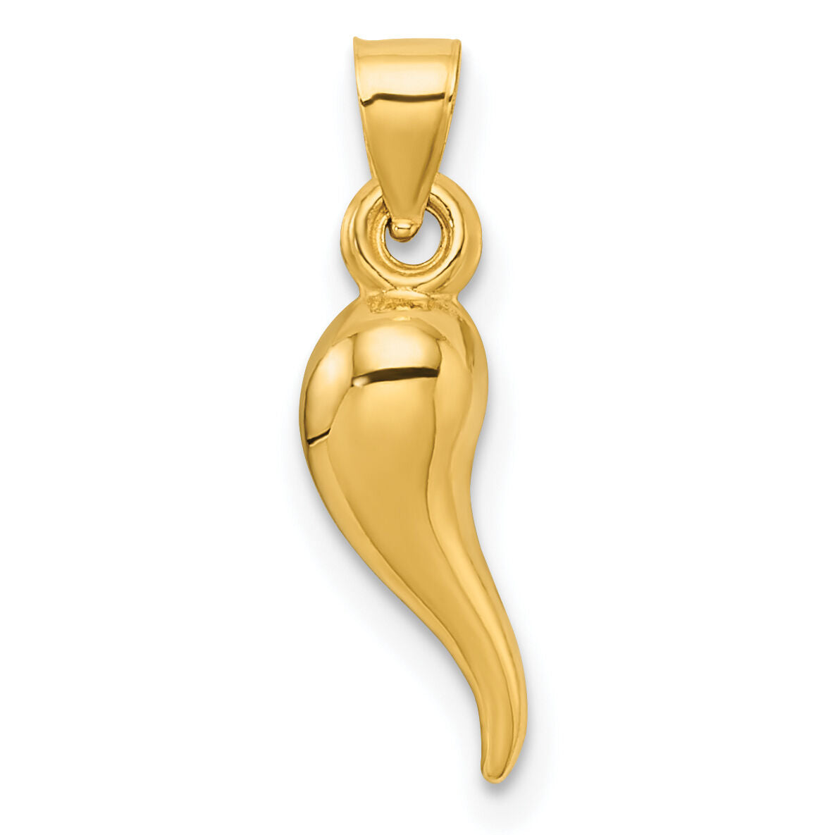 14k Polished Hollowed Italian Horn Pendant-K10051
