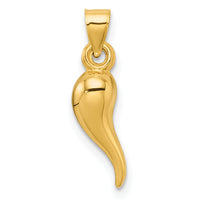 14k Polished Hollowed Italian Horn Pendant-K10051