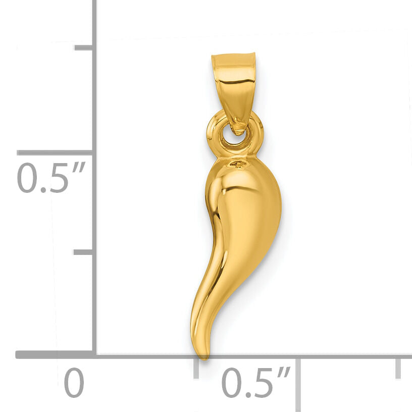 14k Polished Hollowed Italian Horn Pendant-K10051