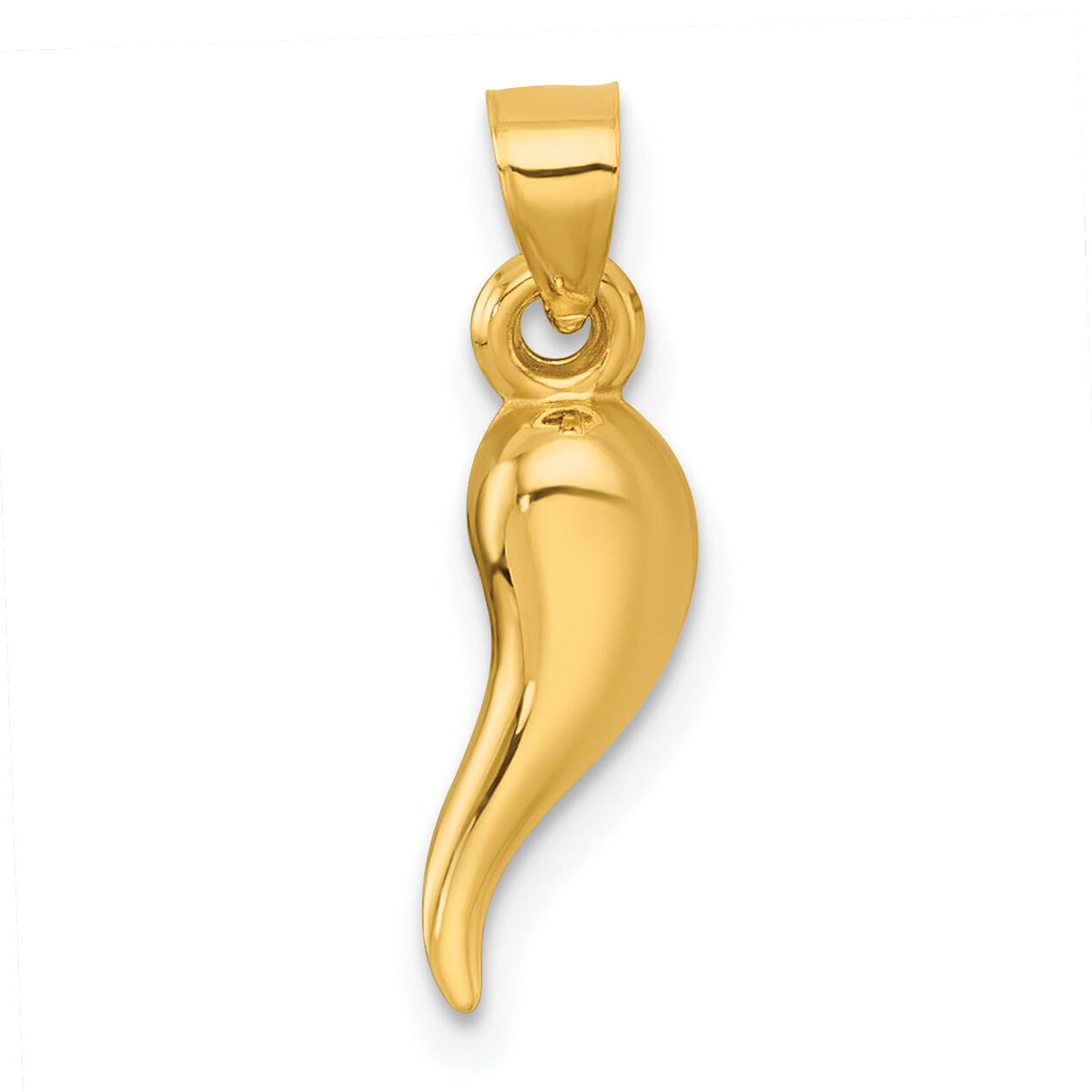 14k Polished Hollowed Italian Horn Pendant-K10051