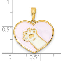 14k Polished Enamel Paw In Heart Charm-K10057