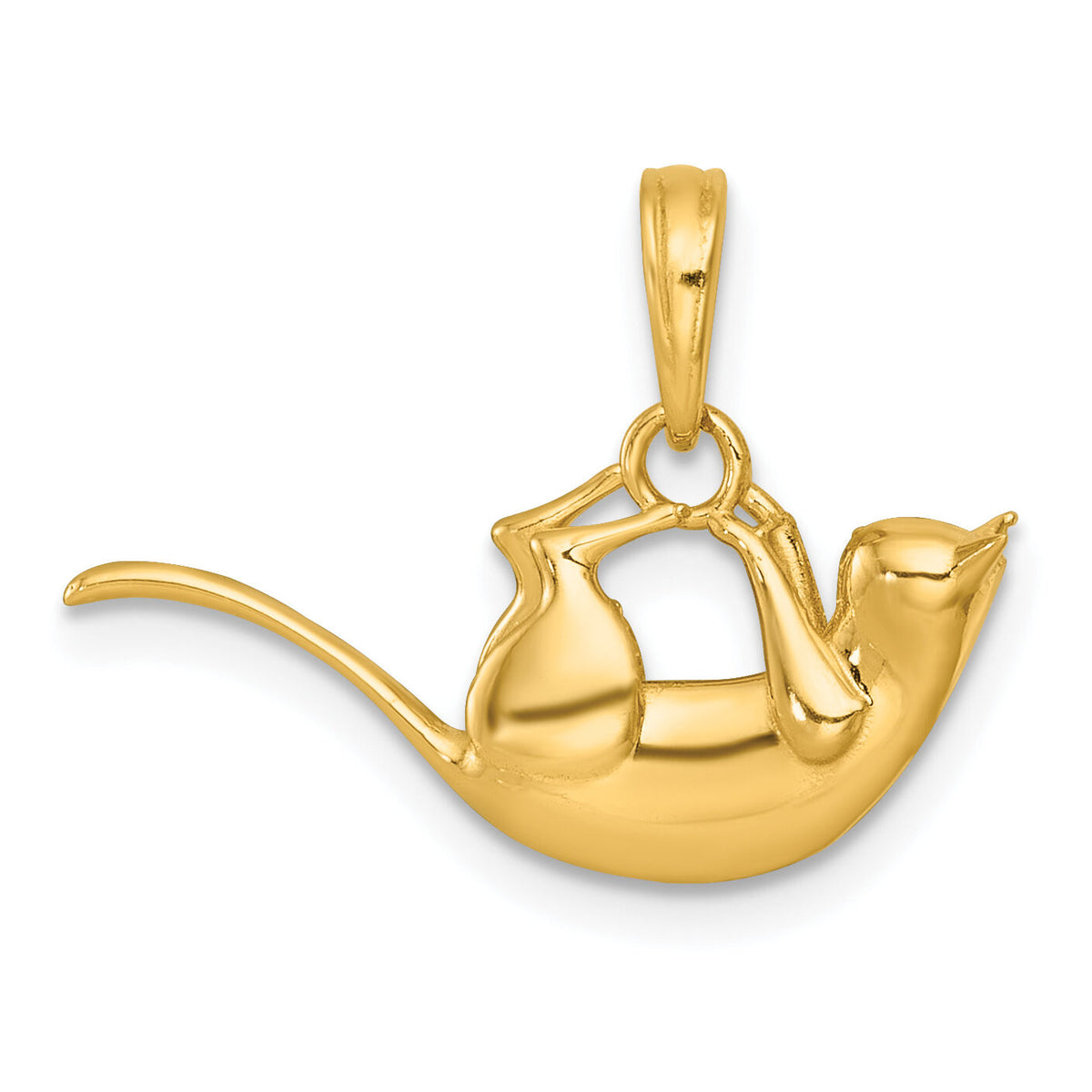 14k Polished 3-D Cat Hanging Charm-K10059