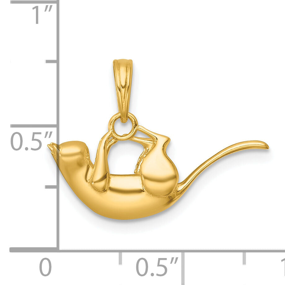 14k Polished 3-D Cat Hanging Charm-K10059