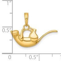 14k Polished 3-D Cat Hanging Charm-K10059
