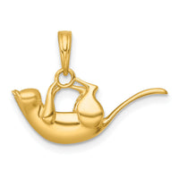 14k Polished 3-D Cat Hanging Charm-K10059