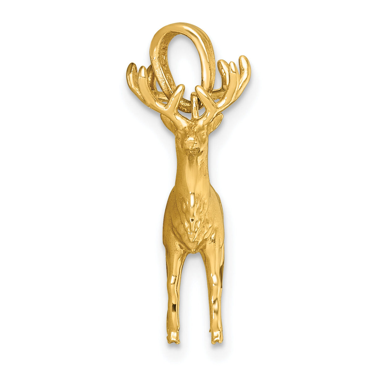 14k Polished 3-D Reindeer Charm-K10060