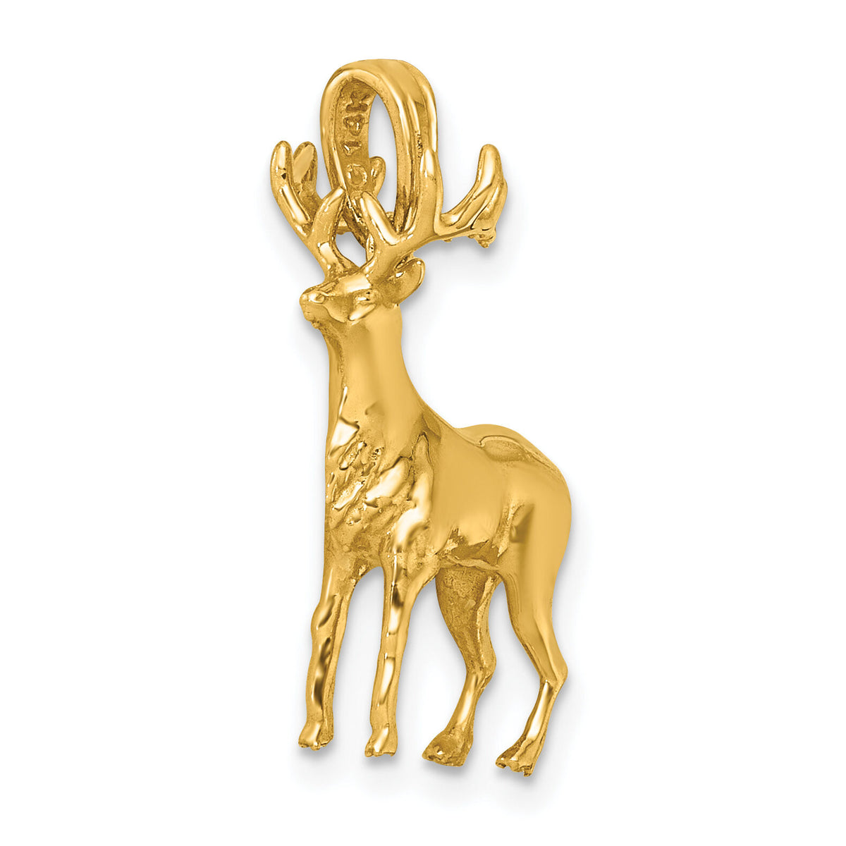 14k Polished 3-D Reindeer Charm-K10060