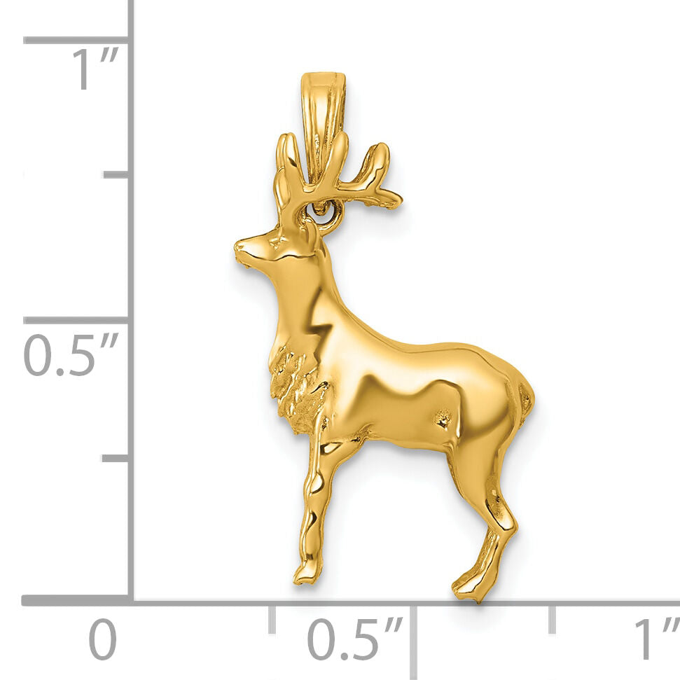 14k Polished 3-D Reindeer Charm-K10060