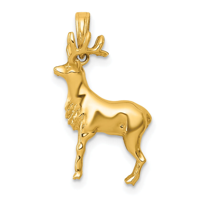 14k Polished 3-D Reindeer Charm-K10060