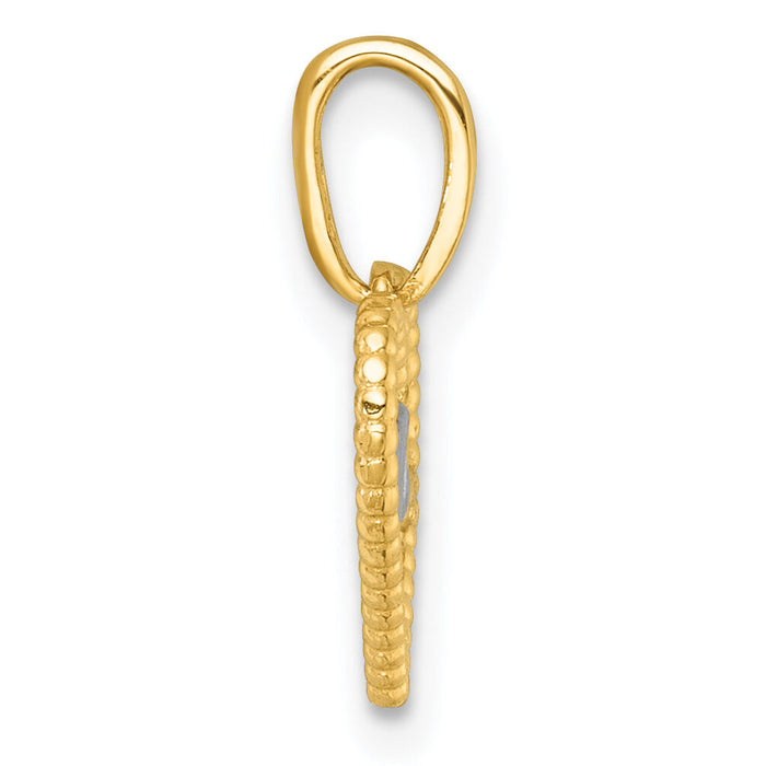 14k with White Rhodium Polished Waves In Heart Charm-K10062