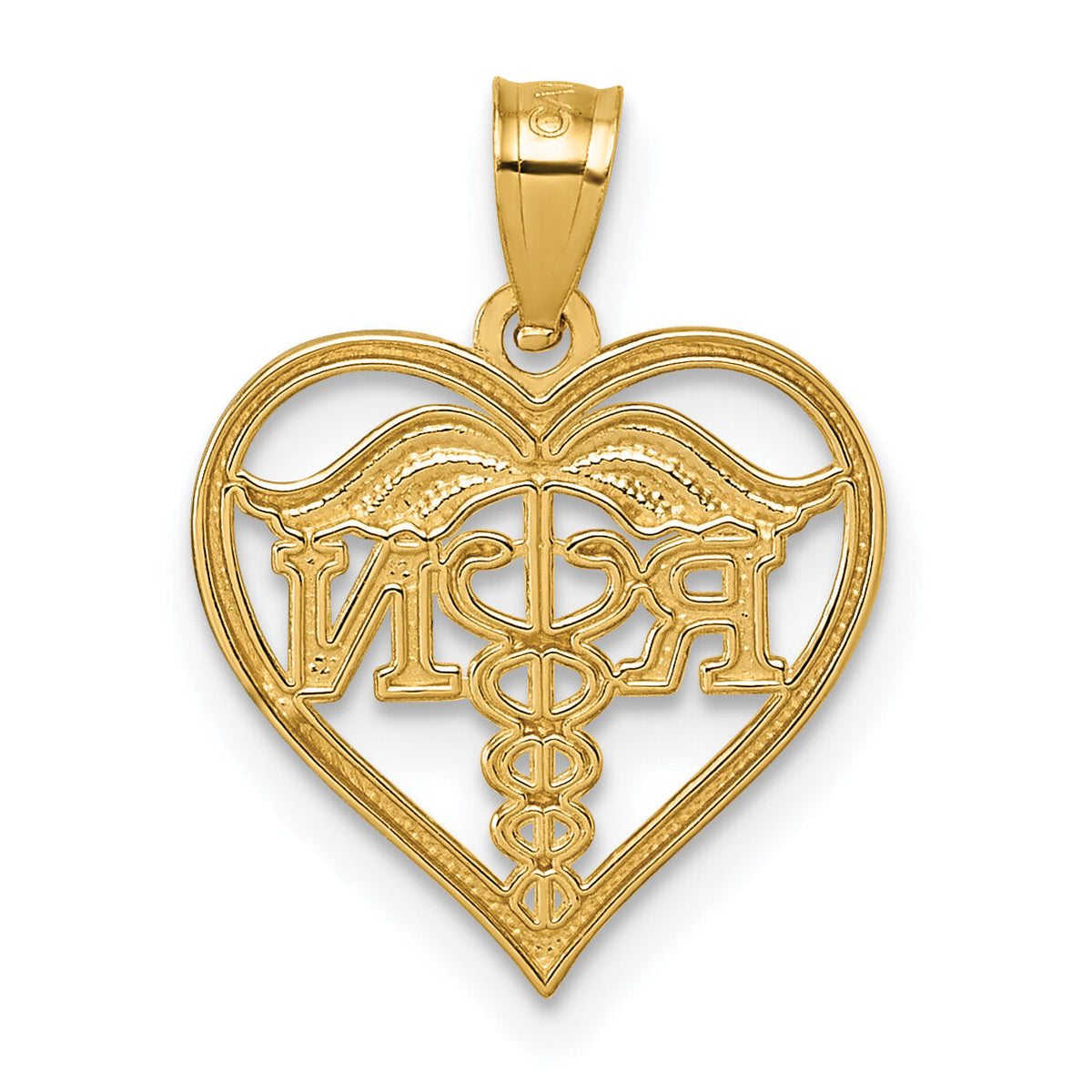 14k Polished And Textured RN Heart Pendant-K10063