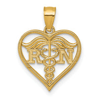 14k Polished And Textured RN Heart Pendant-K10063