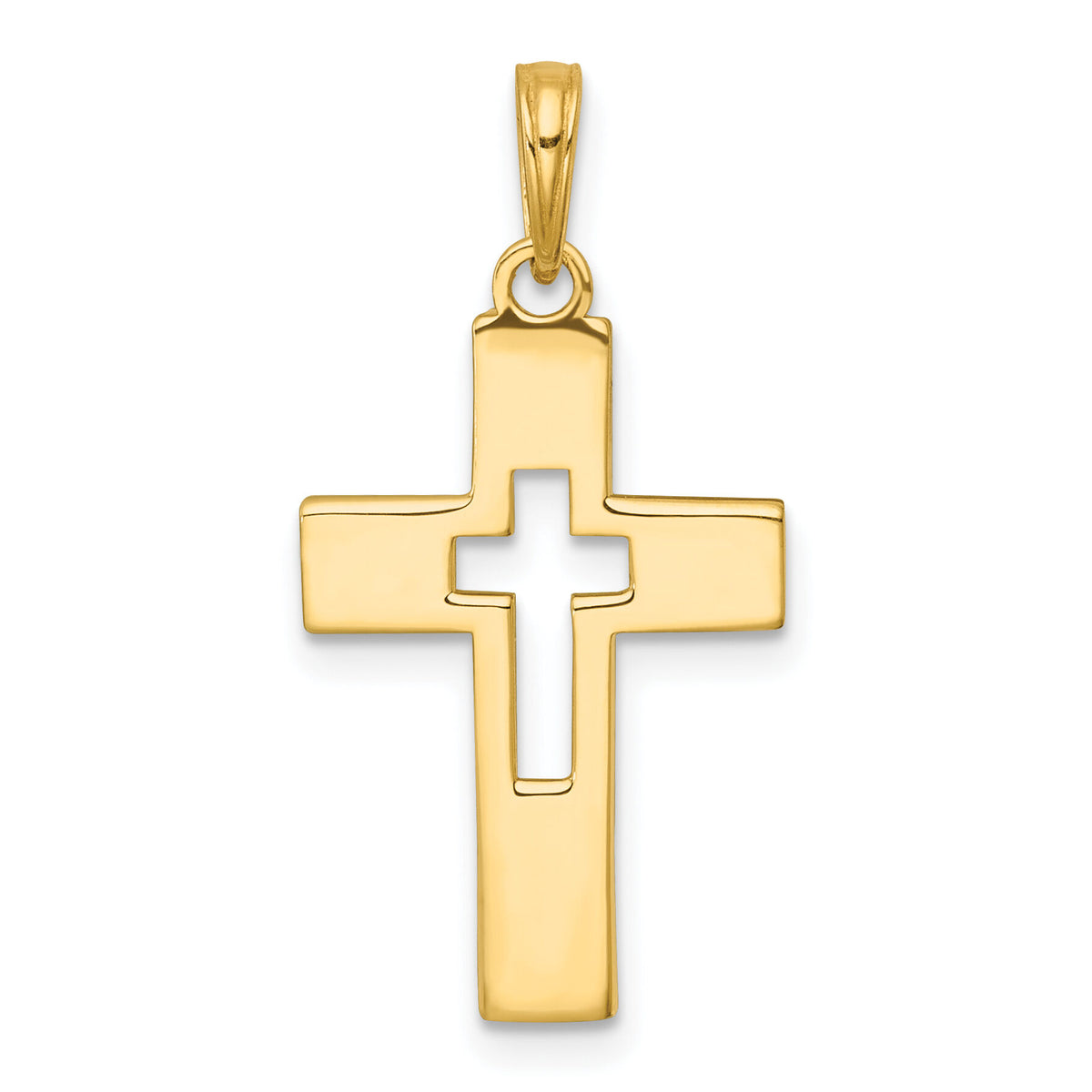 14K Polished Cut-Out Cross Charm-K10065
