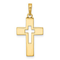 14K Polished Cut-Out Cross Charm-K10065