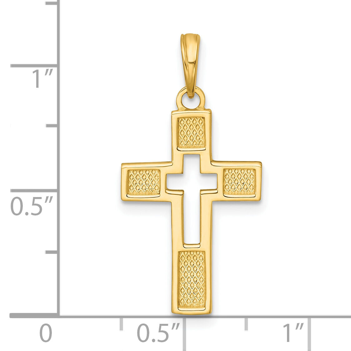 14K Polished Cut-Out Cross Charm-K10065