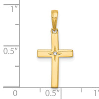14K w/Rhodium D/C Cross Pendant-K10066