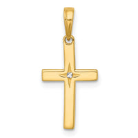 14K w/Rhodium D/C Cross Pendant-K10066