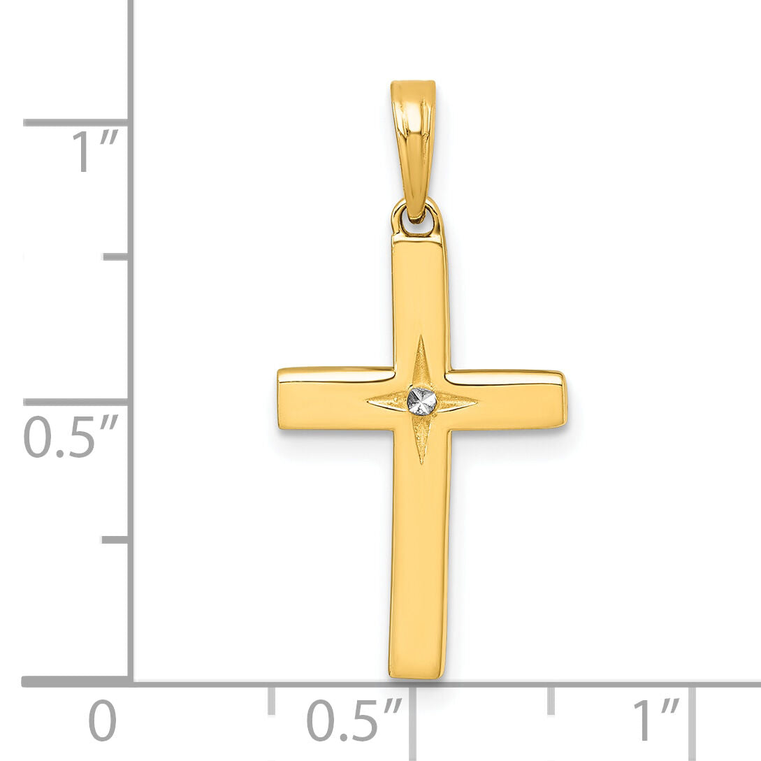 14K w/Rhodium D/C Cross Pendant-K10067